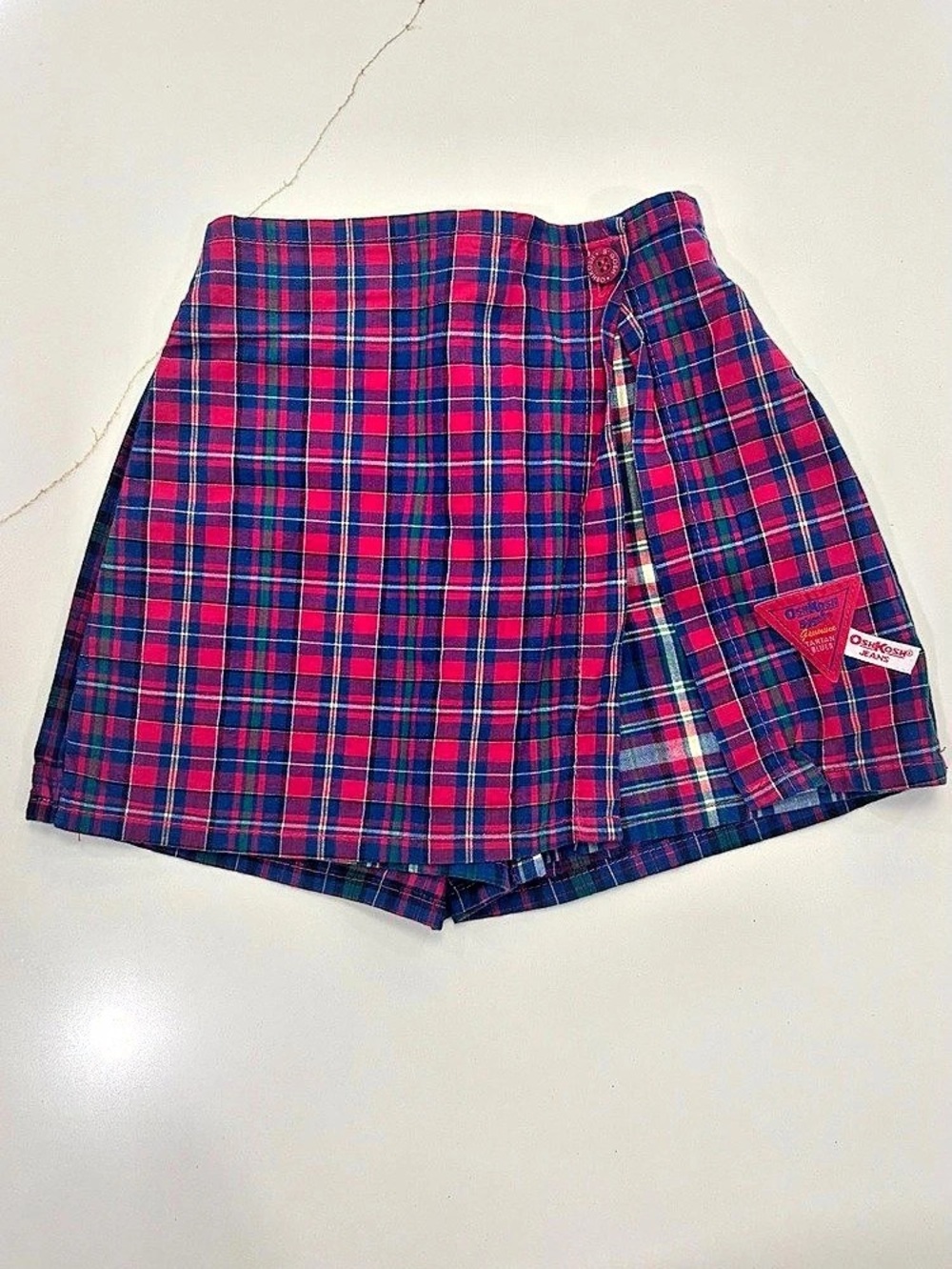 OshKosh B'gosh Tartan Blues Skort Shorts Plaid Skort Shorts Girls 6X